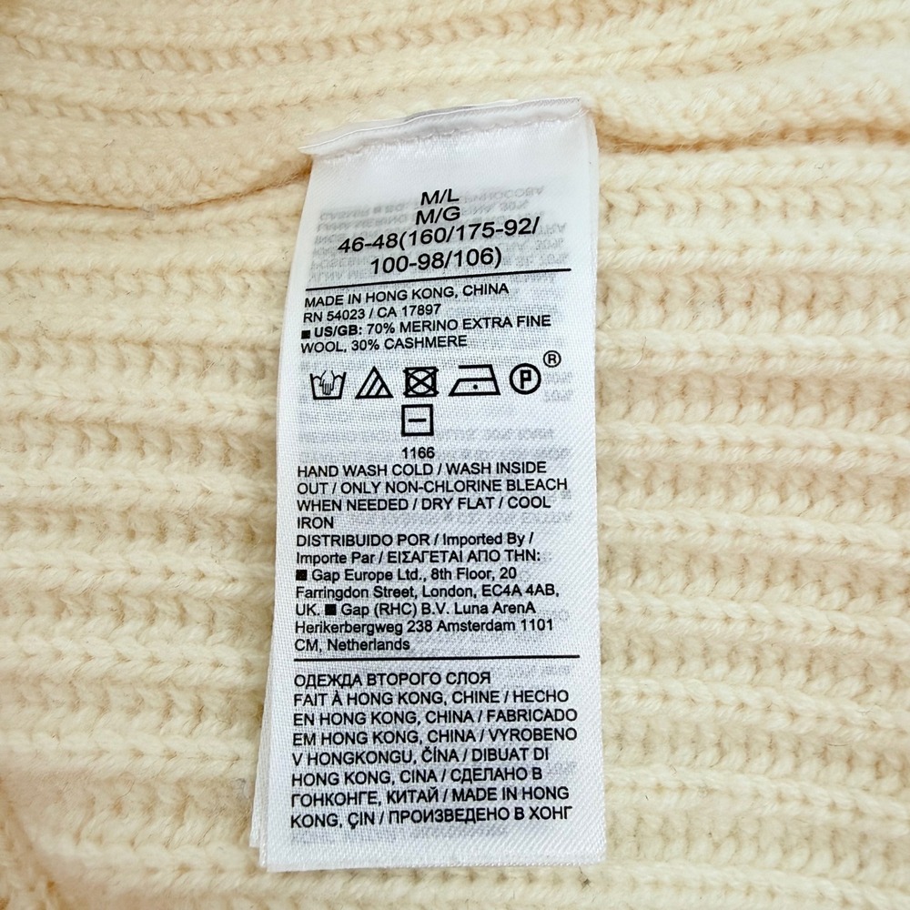 Banana Republic Oversized Sweater Vest M/L Cream Mock Neck Cashmere Merino Wool - Picture 9 of 13
